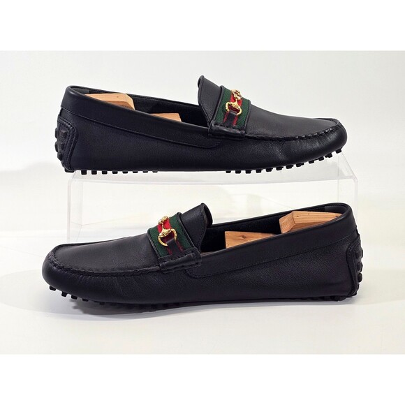 GUCCI Ayrton GG-Bit Drivers Men's 12 Horsebit Leather Loafers 624698 Black EUC - Picture 4 of 16